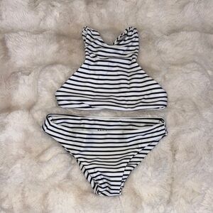 Mikoh Black and White Striped Swimwear